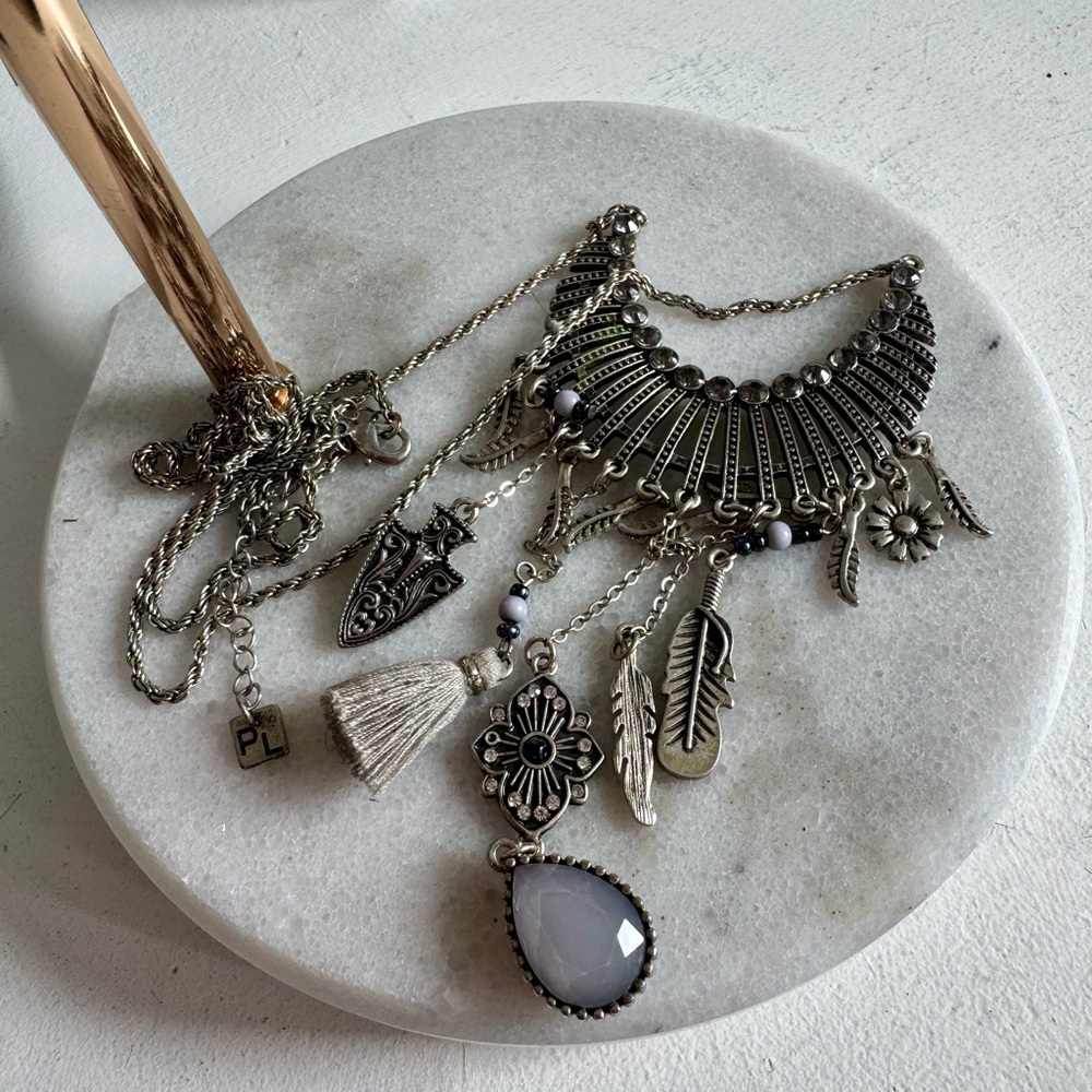 Park Lane Silver Charm Necklace with White Accents
